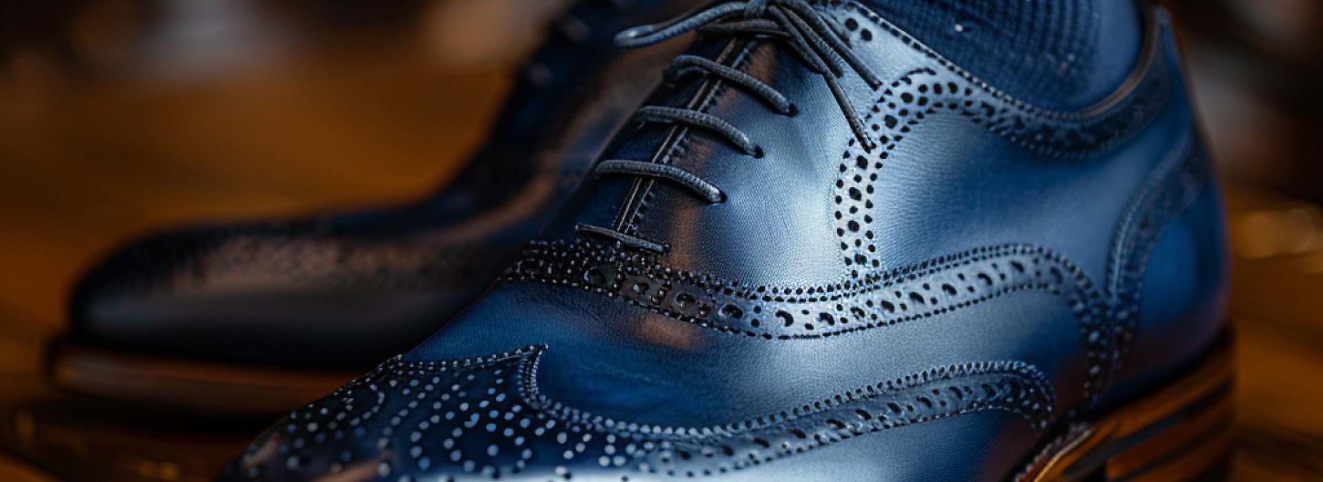 elegant blue shoes polished